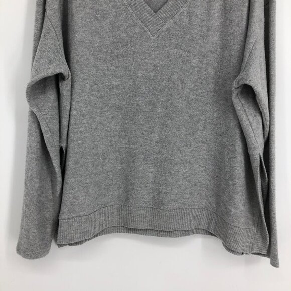 Alala Wander Sweatahirt light grey heathered v-neck Rib trim  side slits 1x - Picture 15 of 16